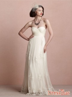 2013 A-line Sweetheart Strapless High Wasit Cross Ruched White Lace Floor-length Elegant Modern Gorgeous Wedding Dress WD-50025