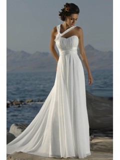 HOT Selling Empire Halter Court Trains Sleeveless Chiffon Beach Wedding Dress For Brides BD-603