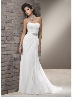 Elegant Column Strapless Chiffon Wedding Dress WD-3023