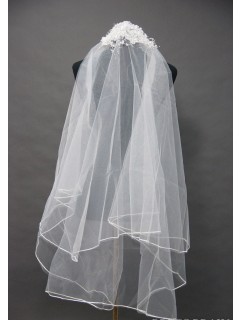 Fantastic Floral Edge Pearl Wedding Bridal Veil  WV-4022
