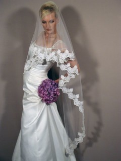 Gorgeous and Elegant Embroidery 1 Layer Floor Length Wedding Veil WV-1017