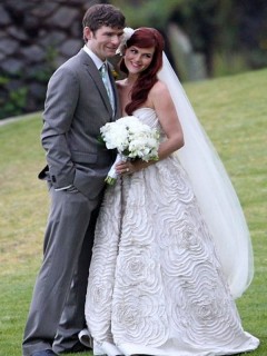 Gorgeous Sweetheart Ball Gown Ruched Embroidered Celebrity Sara Rue Wedding Dresses