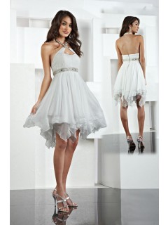 2013 Stunning Halter A-line Beading Ruffles Short White Homecoming Dresses/Prom Dresses HD-2119