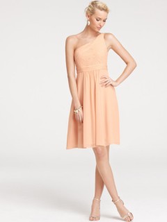New Arrival Casual One-shoulder Knee Length Pleated Short/Mini Chiffon Cheap Bridesmaid Dress Under 100  BD-4084
