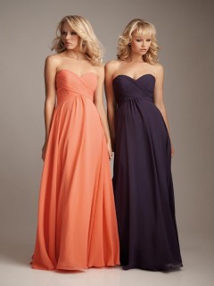 New Arrival Elegant A-line Sweetheart Ruched Long Chiffon Bridesmaid Dresses