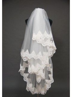 Pretty Floral Lace Applique Wedding Bridal Veil WV-4023