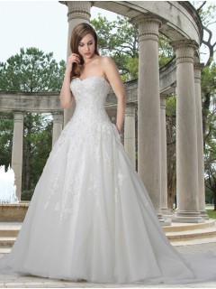 2012 Attractive A-line Sweetheart Sleeveless Floor-Length Chapel Appliques Wedding Dress  SWD-4003