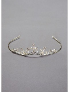 Small Rhinestone Heart Tiara with Pearls Wedding Headpieces WH-7077