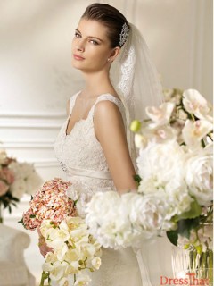 Gorgeous Mermaid Beading Court Train Long Lace Wedding Dress With Straps WTD-8031